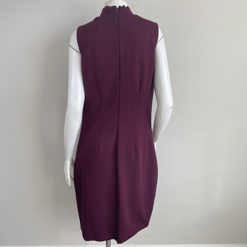 WHBM AURA Collection Sleeveless Sculpting Sheath Dress 14 Burgundy Career Office - Picture 5 of 14